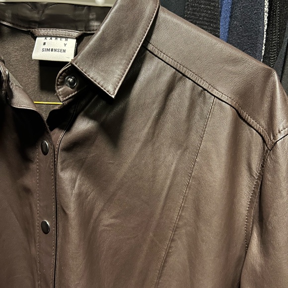 Karen by Smonsen Brown Leather Shirt with snap closures - Picture 11 of 12